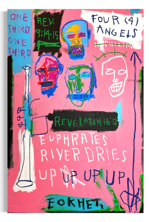 FOUR ANGELS acrylic and oil pastel 24x36