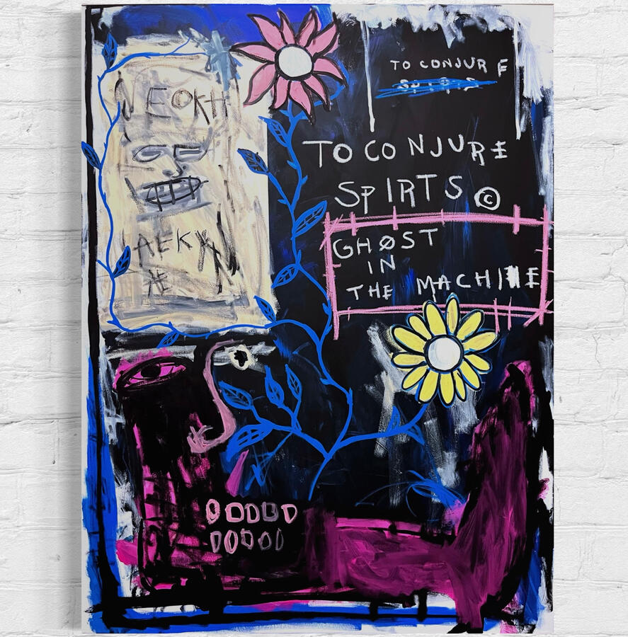 TO CONJURE SPIRITS acrylic and oil pastel 36x48in.